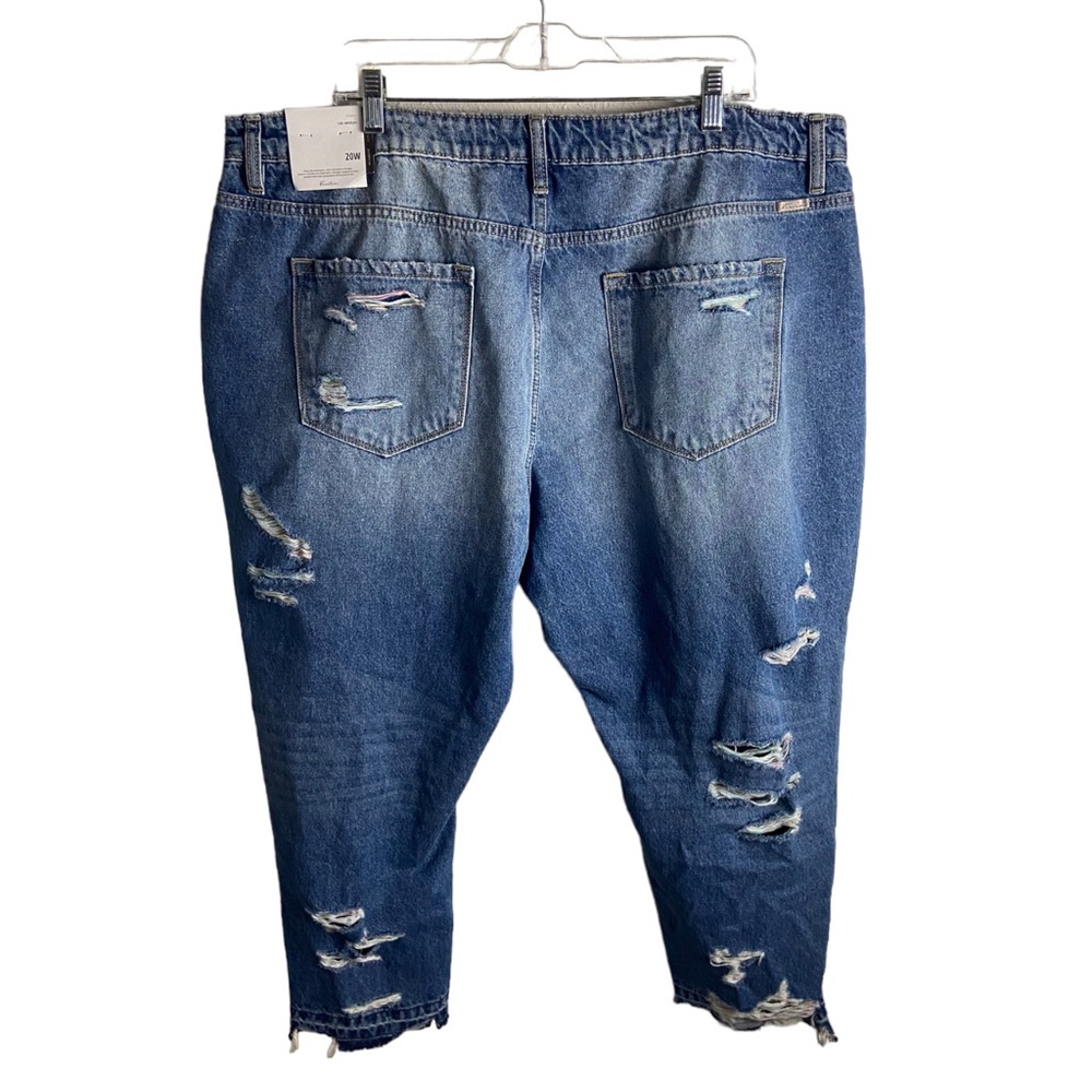 Kancan Jeans Size 20W Relaxed Fit Rainbow Thread Distressed High Rise Denim - Picture 4 of 10